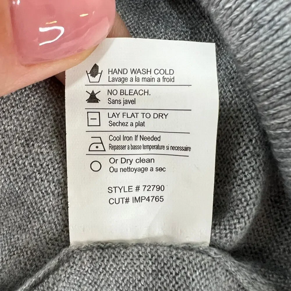 VINCE Gray Cashmere Blend Partial Button-Down 3/4 Sleeve Pullover Sweater Sz M